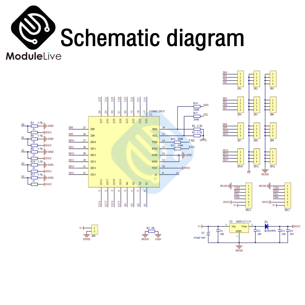 16 Channel 12-bit PWM/Servo Driver-I2C interface PCASteering Gear Drive Control Module Single Chip Microcomputer Serial Port Iic