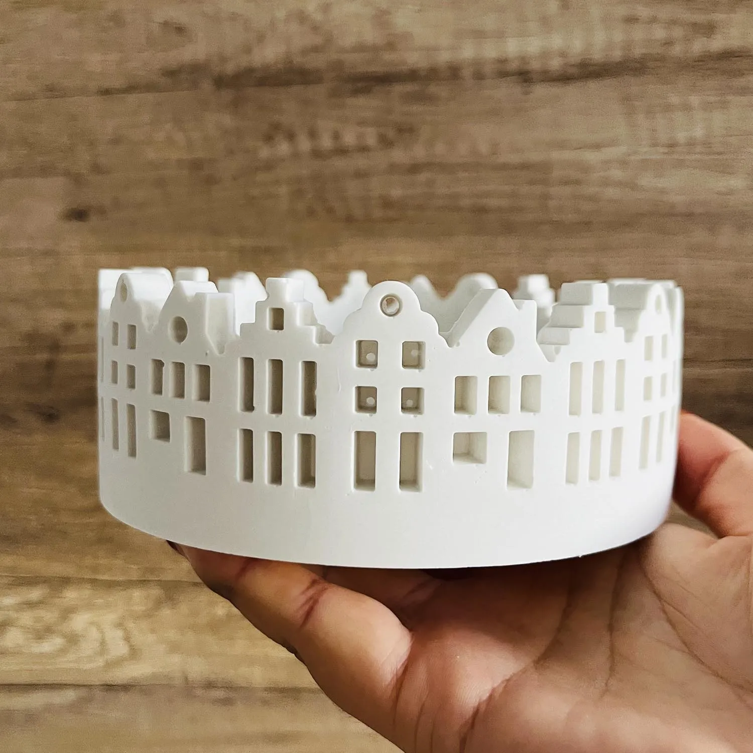 Round House Building Candle Holder Silicone Mold DIY Storage box Cement Gypsum Resin Pouring Ornaments Molds Christmas gift