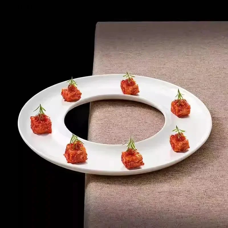 New Circular Ceramic Plate Serving Plate Sushi Dish Sashimi Plate Dessert Dish Snack Dish Molecular Cuisine Restaurant Tabl