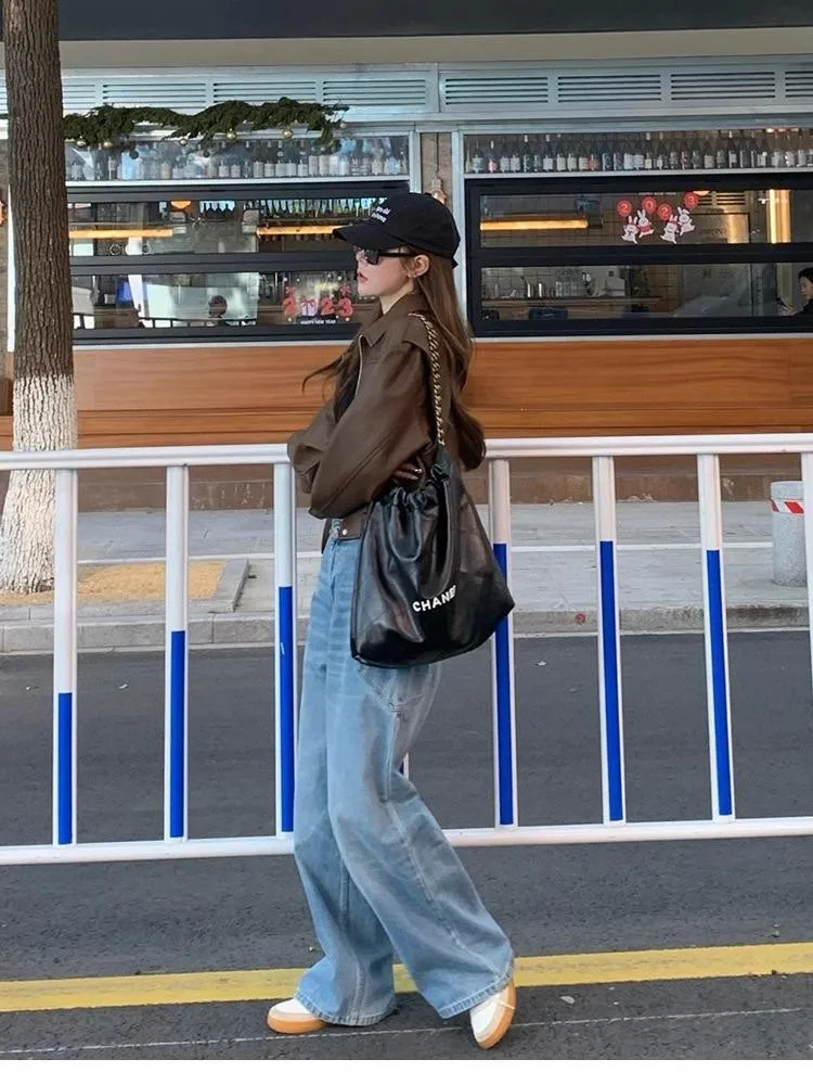 

Байкерские куртки Женская куртка с капюшоном и отложным воротником с жемчужными пуговицами Повседневная офисная женская темпераментная элегантная шикарная куртка на Хэллоуин