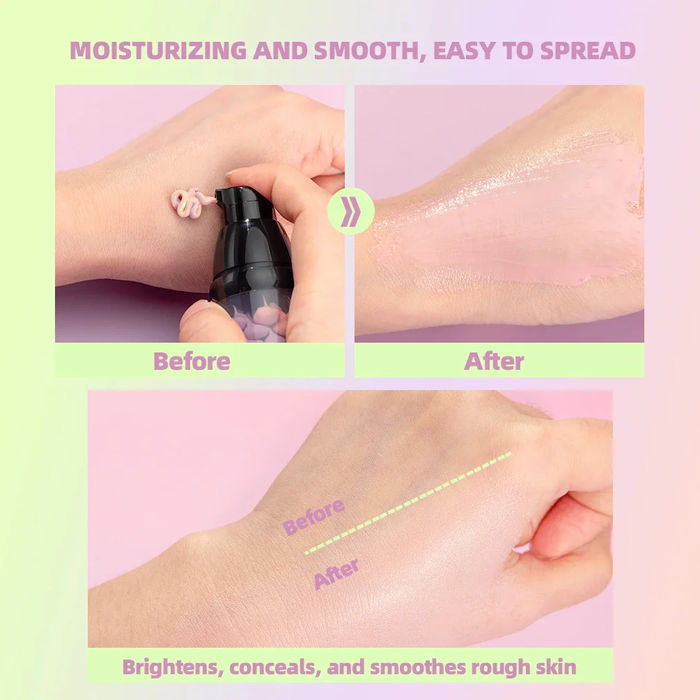 40g Face Makeup Primer Tri-color Cream Brighten Contour Color Isolation Waterproof Makeup Foundation Natural Makeup Base Cream