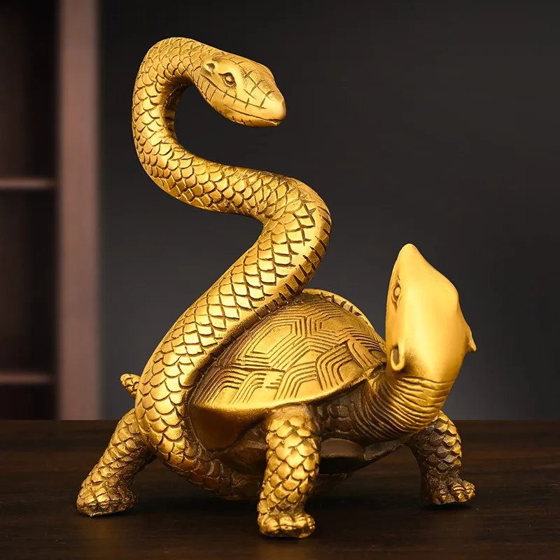 Copper Dragon-Turtle Xuanwu Snake God Living Room Ornament and Home Desk Decoration