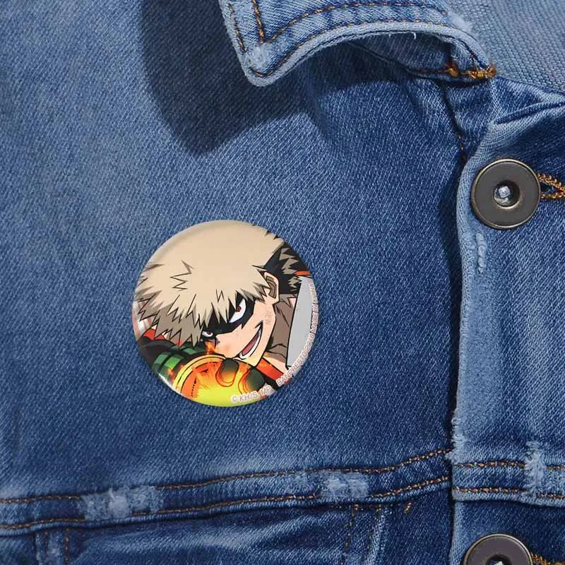 Anime Character Katsuki Bakugou Round Badge for Backpack Clothes Accessories Cartoon Brooch Pins Collectible Gifts for Friend