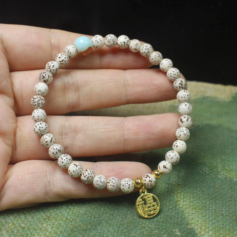

Star and Moon Bodhi 6mm Single-Loop Bracelet, Traditional Chinese Style Bodhi Bracelet, Unisex Decorative Jewelry, Buddhist Pray