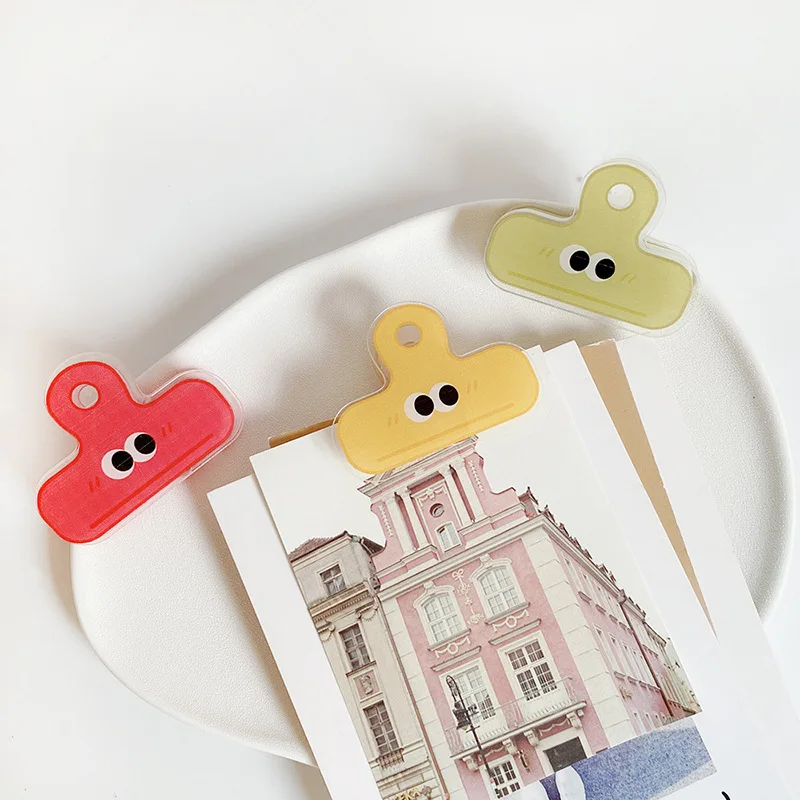 2pcs Large Glasses Acrylic Clip Cartoon Long Tail Ticket Clip Stationery Clip Hand Account Clip Small Clip Paper Binder Clips