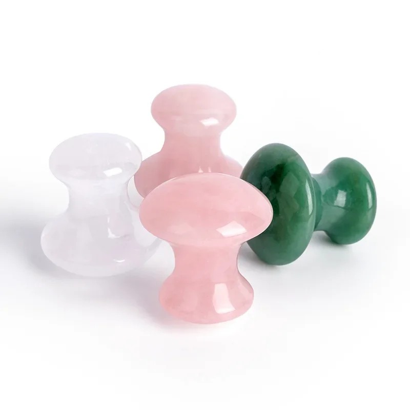 Rouleau de Jade de thérapie de SPA, dissolvant de rides de Massage de Lifting du visage, Quartz Rose naturel en forme de champignon, Acupuncture faciale, outil Gua Sha