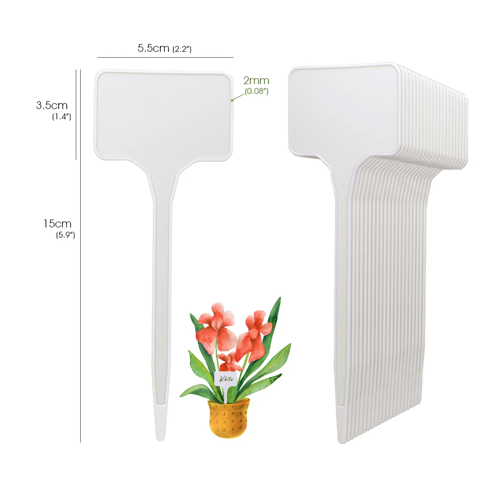 N305 T-Shaped Plant Labels Writable PP Reusable Potted Tags Vegetable Flower Garden 15x5.5CM for Indoor Outdoor Greenhouse Use