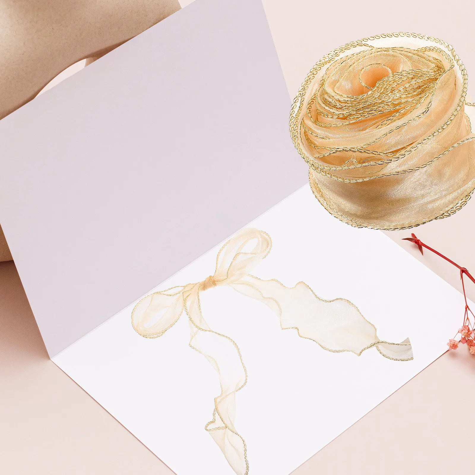 

Polyester Gold Edge Chiffon Ribbon 6cm Wide Wrapping Gift Box Bows Crafts Bridal Bouquets Decorative Ribbons Elegant Style