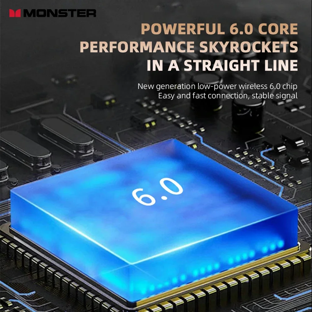 Monster MQO42 OWS سماعات بلوتوث 6.0 ENC للحد من الضوضاء سماعات الألعاب HiFi ستيريو الموسيقى HD دعوة سماعة طويلة التحمل #5