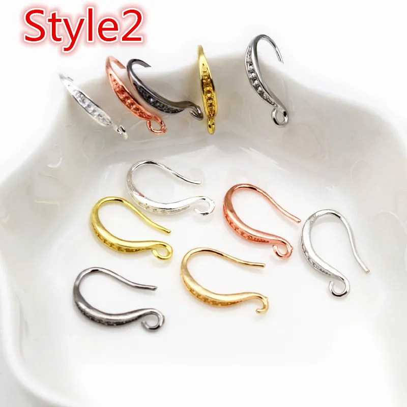 15x10mm 20pcs High Quality Silver Plated Bronze Gold 6 Colors French Earring Hooks Wire Settings Base Setting