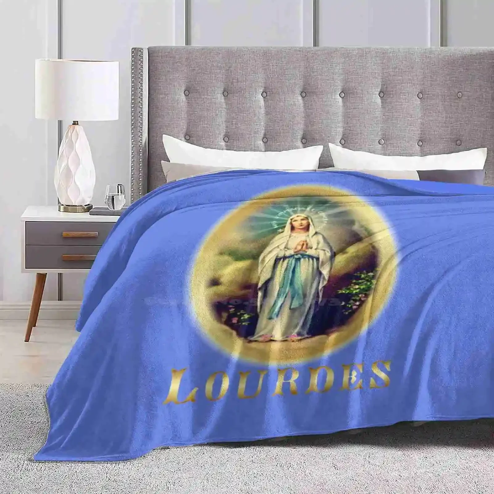 Our Lady Of Lourdes Virgin Mary France St Bernadette France Catholic Blanket Soft Warm Travel Portable Blanket Lourdes