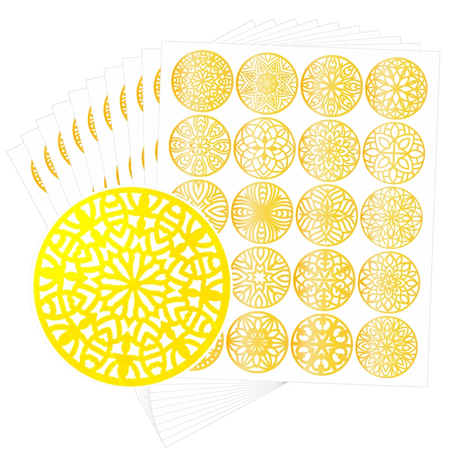 

200 шт. золотые наклейки с мандалой — геометрические водонепроницаемые этикетки из ПВХ для скрапбукинга, бутылок, журналов и творческих поделок