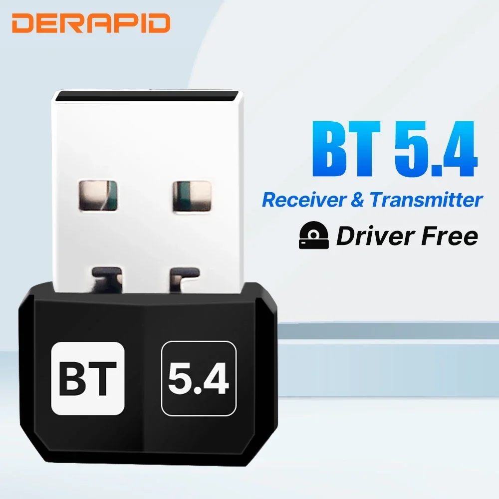 بلوتوث 5.4 USB محول لاسلكي جهاز ريسيفر استقبال وإرسال الصوت دونغل صغير للكمبيوتر المحمول سائق صغير مجاني Win10 Win11