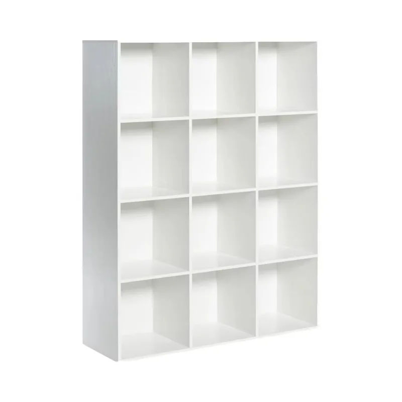 

White Oak Wooden 12 Cube Storage Storage with Enclosed Back Shelf Display Shelf Closets for home office schools
