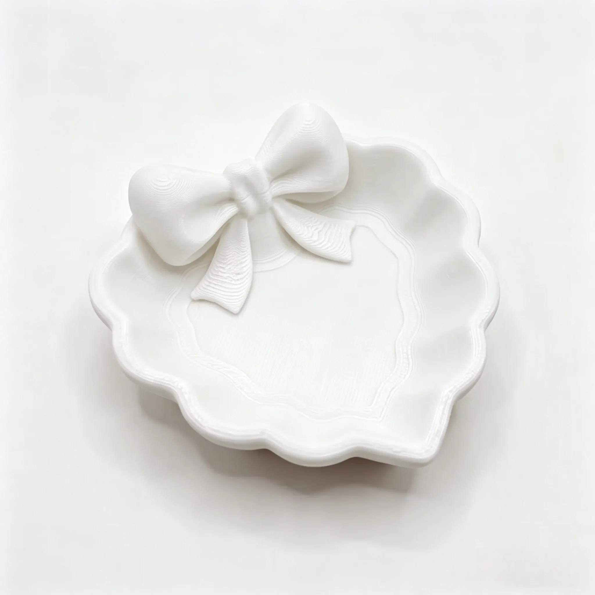 1pcs Heart-Shaped Jewelry Tray with Pink Bow – 3D Printed, for Dresser, Sink, Office Desk, Home Decor