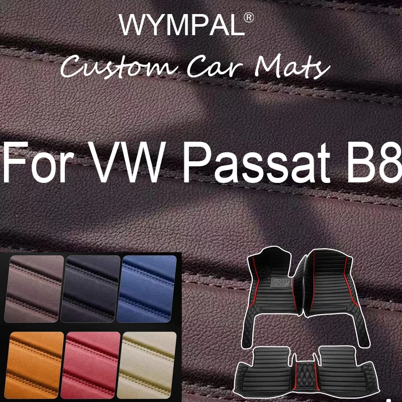 

Luxury Custom Leather Car Floor Mats For VW Passat B8 2017 2018 2019 2020 Carpets Rugs Foot Pads Accessories full set