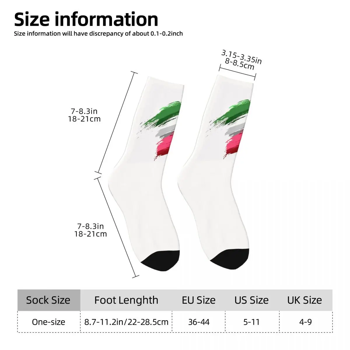 Italy Flag Unisex Winter Socks Cycling Happy Socks Street Style Crazy Sock