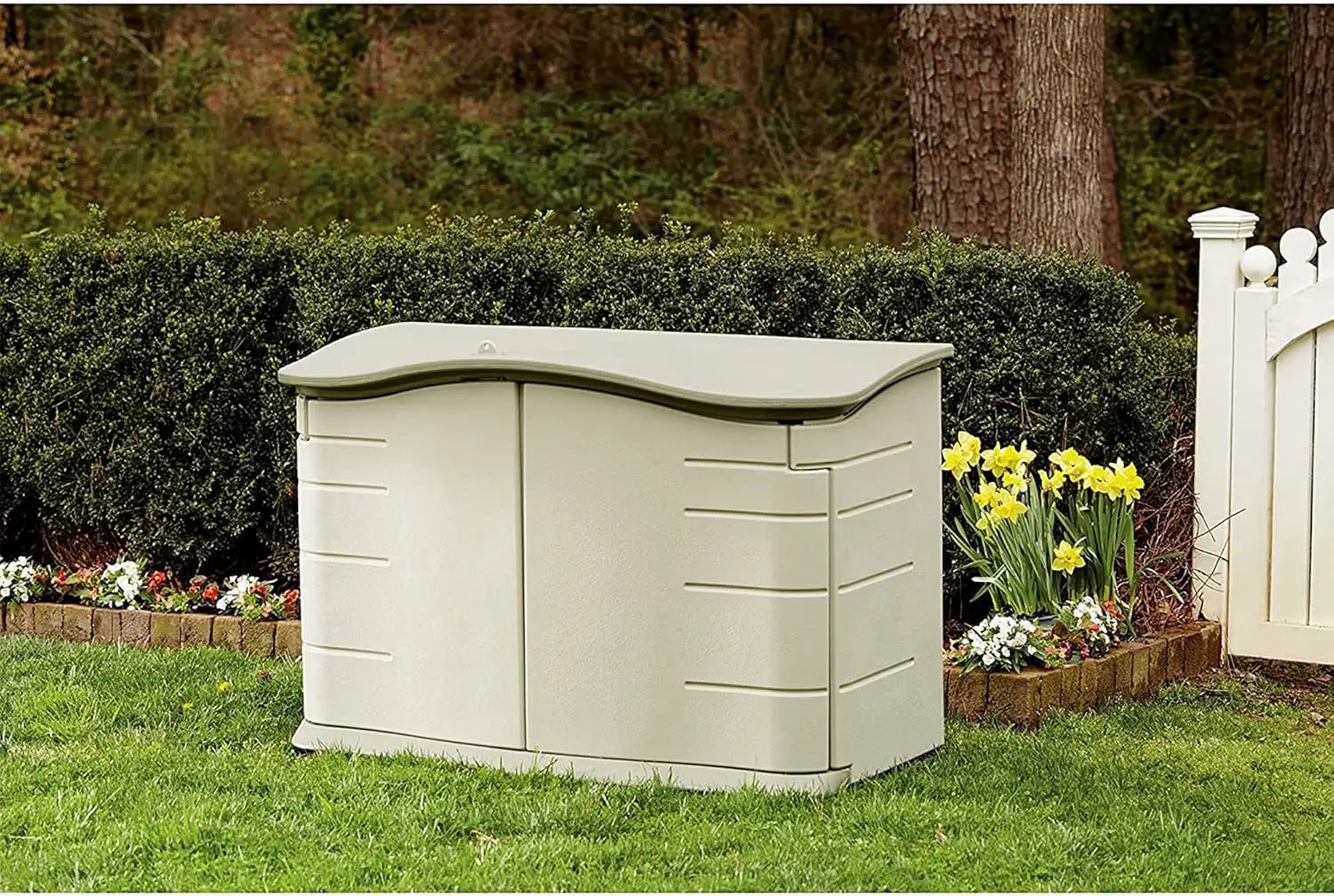 Small Horizontal Resin Outdoor Storage Shed With Floor (4.5 x 3 Ft) Weather Resistant for Home/Backyard/Pool Chemicals