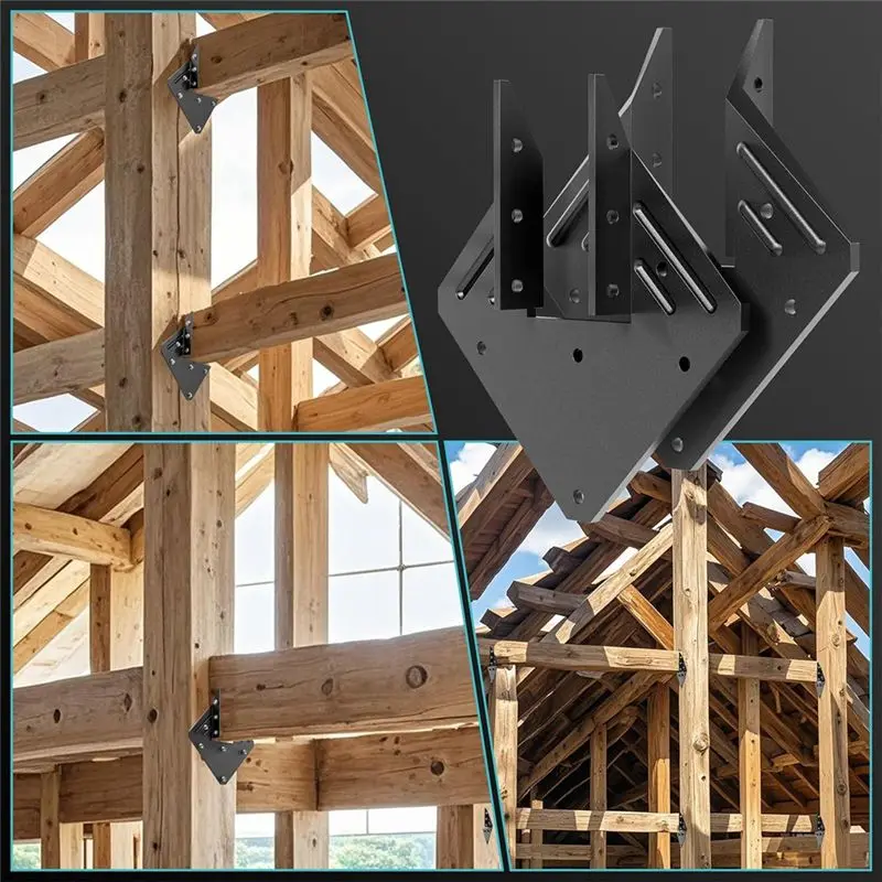 DT19-Black Heavy Duty Hurricane Ties(10 PCS), 13 Gauge Roofing Straps Truss Hangers,Rafter Brackets For Rafters