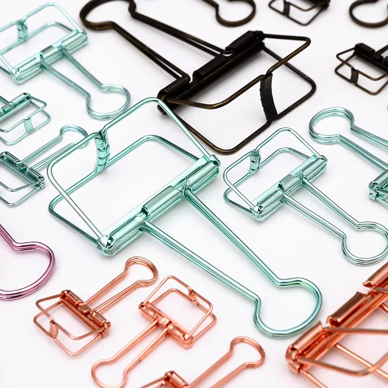 Cute Kawaii Colorful Metal Paper Clips Binder Clip for Photo Message Ticket File Office School Supplies Clips Stationery