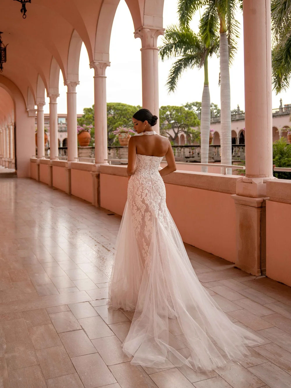 فستان زفاف ساحر مزين بالخرز بدون حمالات حورية البحر فستان زفاف طويل مخصص فساتين أنيقة بدون أكمام للعروس #4