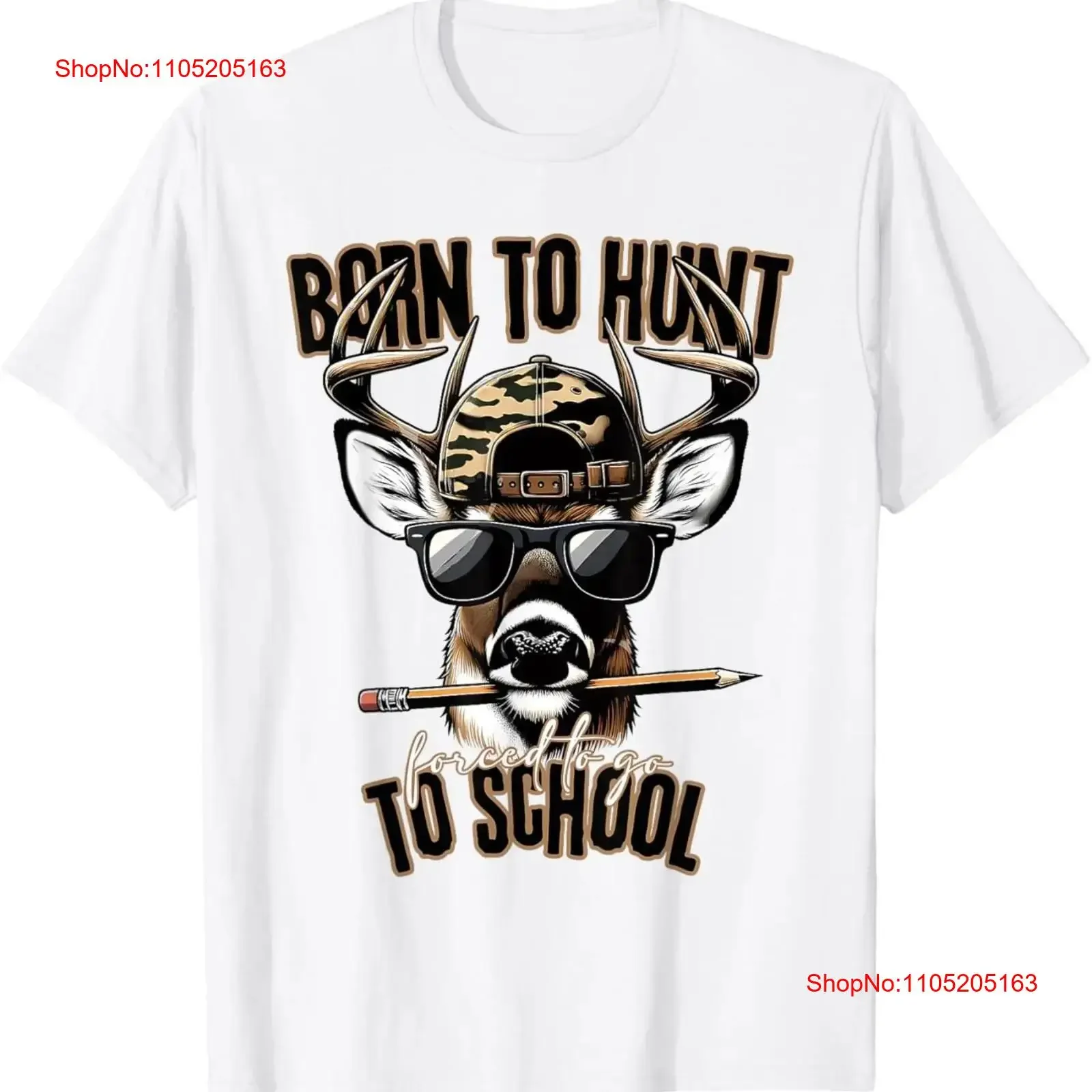Forced to Go School Deer Hunting Boy Camo T Shirt vintage Washed Stretched fashion Breathable graphic Slightly