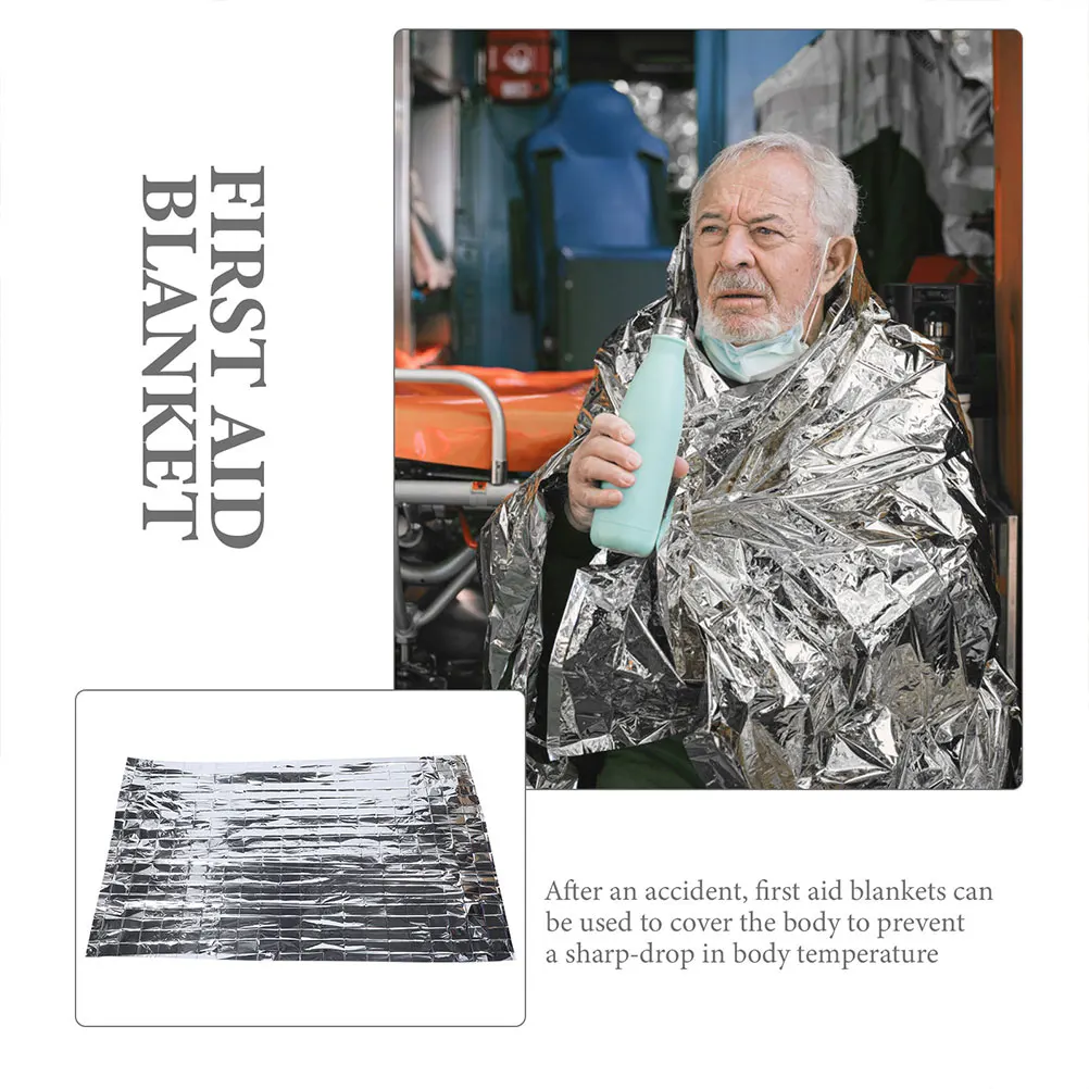 5 pcs Emergency Blankets Thermal Camping Survival Heat Warm Cold Protection Outdoor Portable Foldable Lightweight First Aid