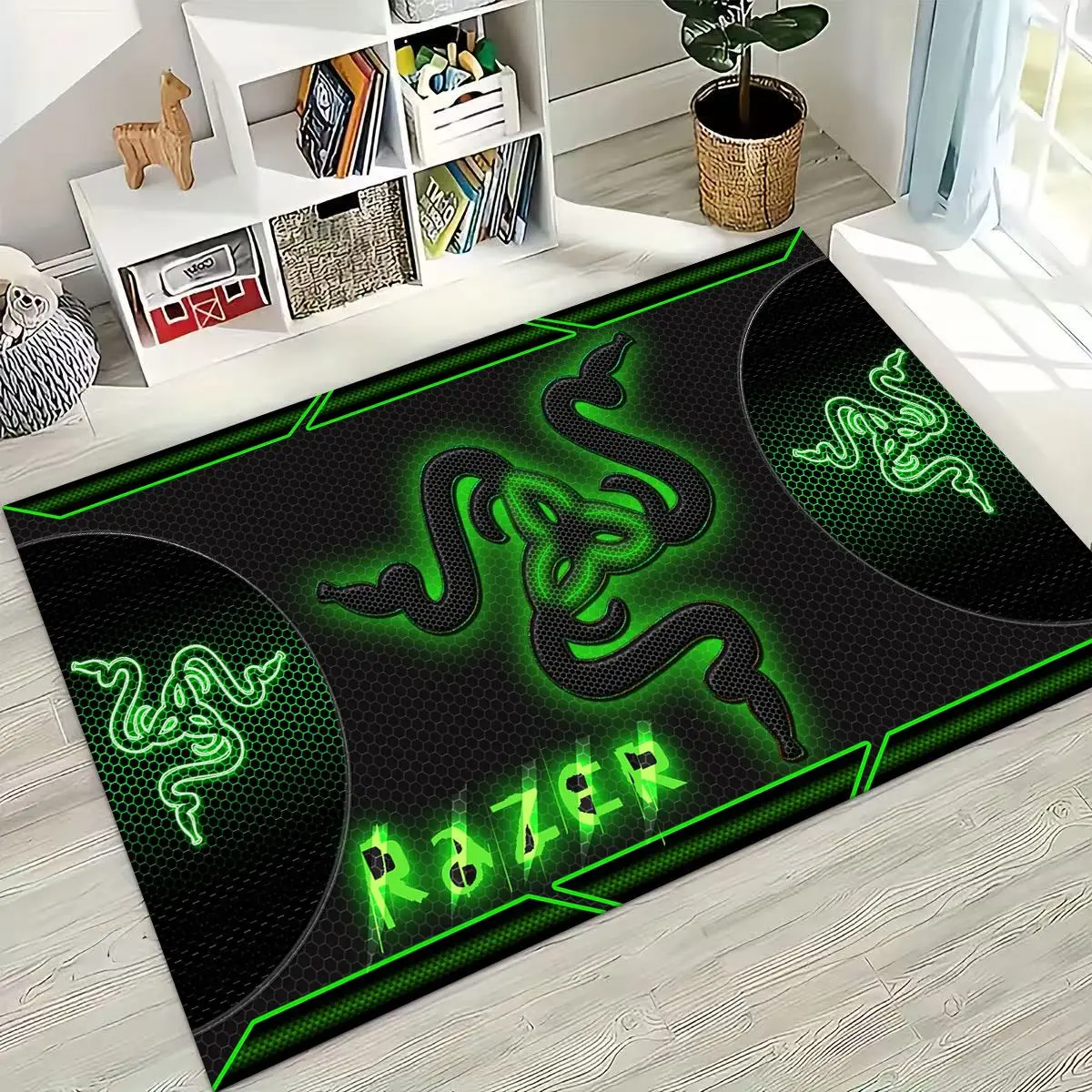 

Fashion Razer Logo Moto Art Rug for Bedroom Living Room Sofa Home Doormat Decor, Large Kid Non-slip Floor Mat