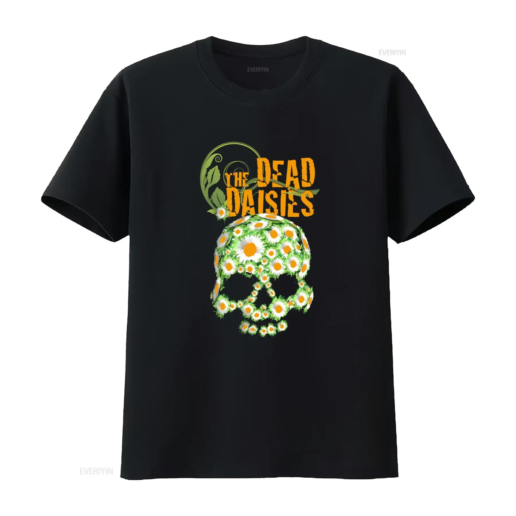 The Dead Daisies Band Fan Black T Shirt with Daisy Skull Print All Sizes Available vintage Washed Slightly streetwear Casual