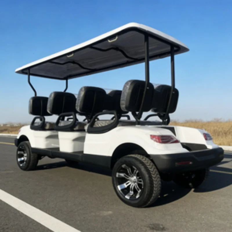 Golf Cart 4 Wheel Lithium Battery 8 Seater Electric Golf Cart Buggy Adults Brown Upholstered Seat 10 Inch Screen Rapid Delivery