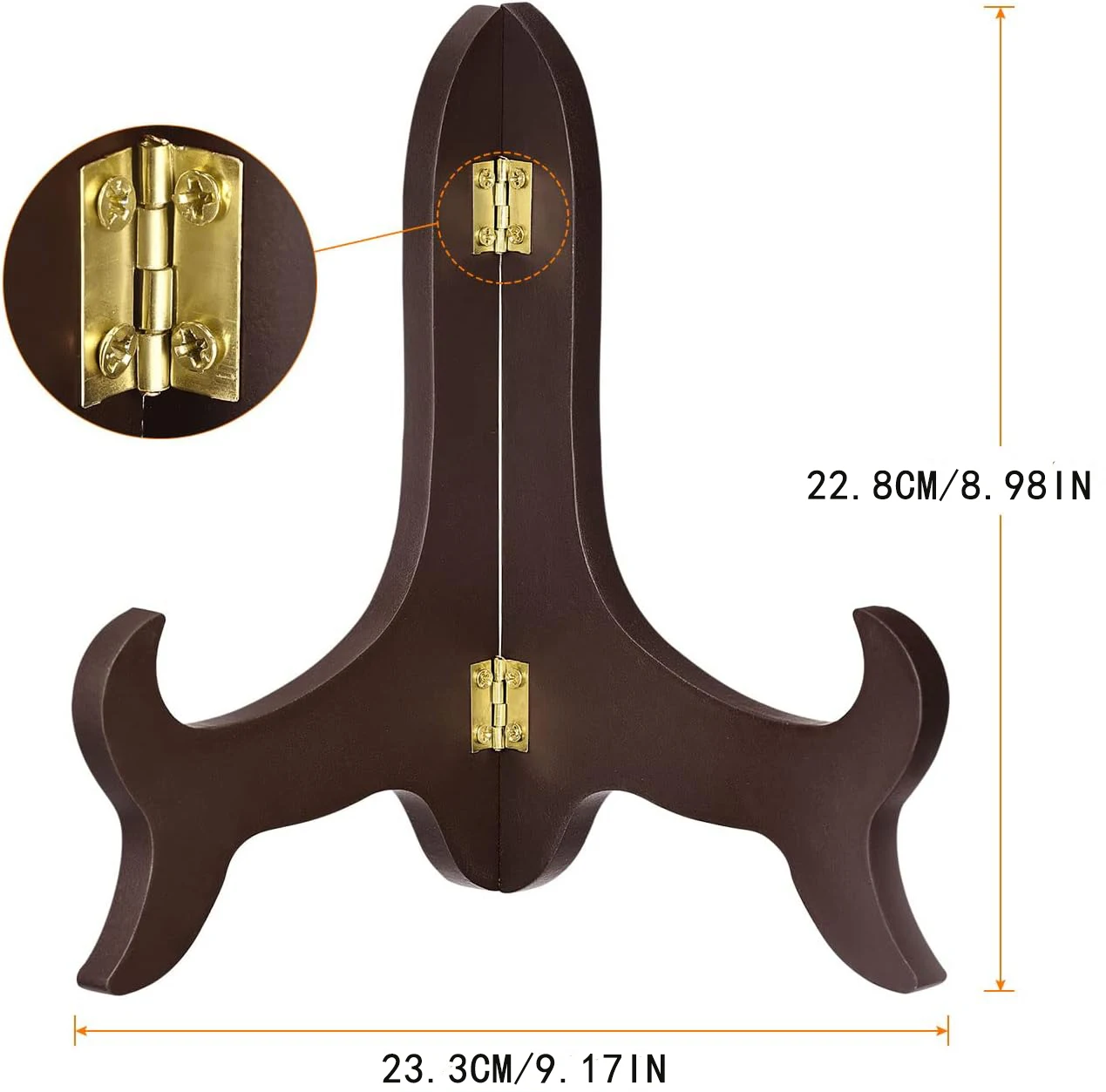 Picture frame stand, wooden folding display stand, brown, for decorating picture frames