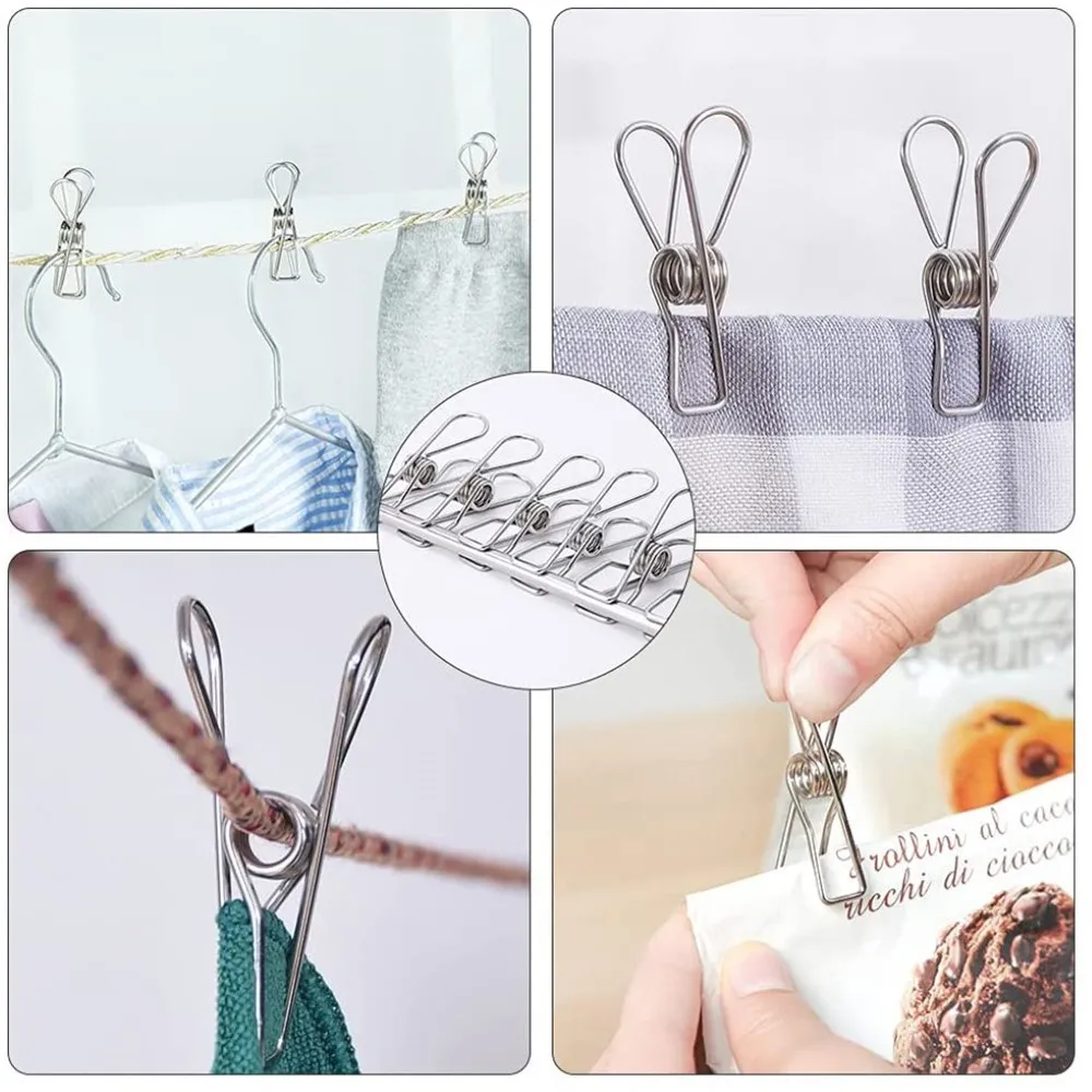 10/20/40Pcs Clothespin Clips 5cm 6cm Stainless Steel Clips Washing Bedspread Hang Metal Home Storage Tool Laundry Clothes Pins