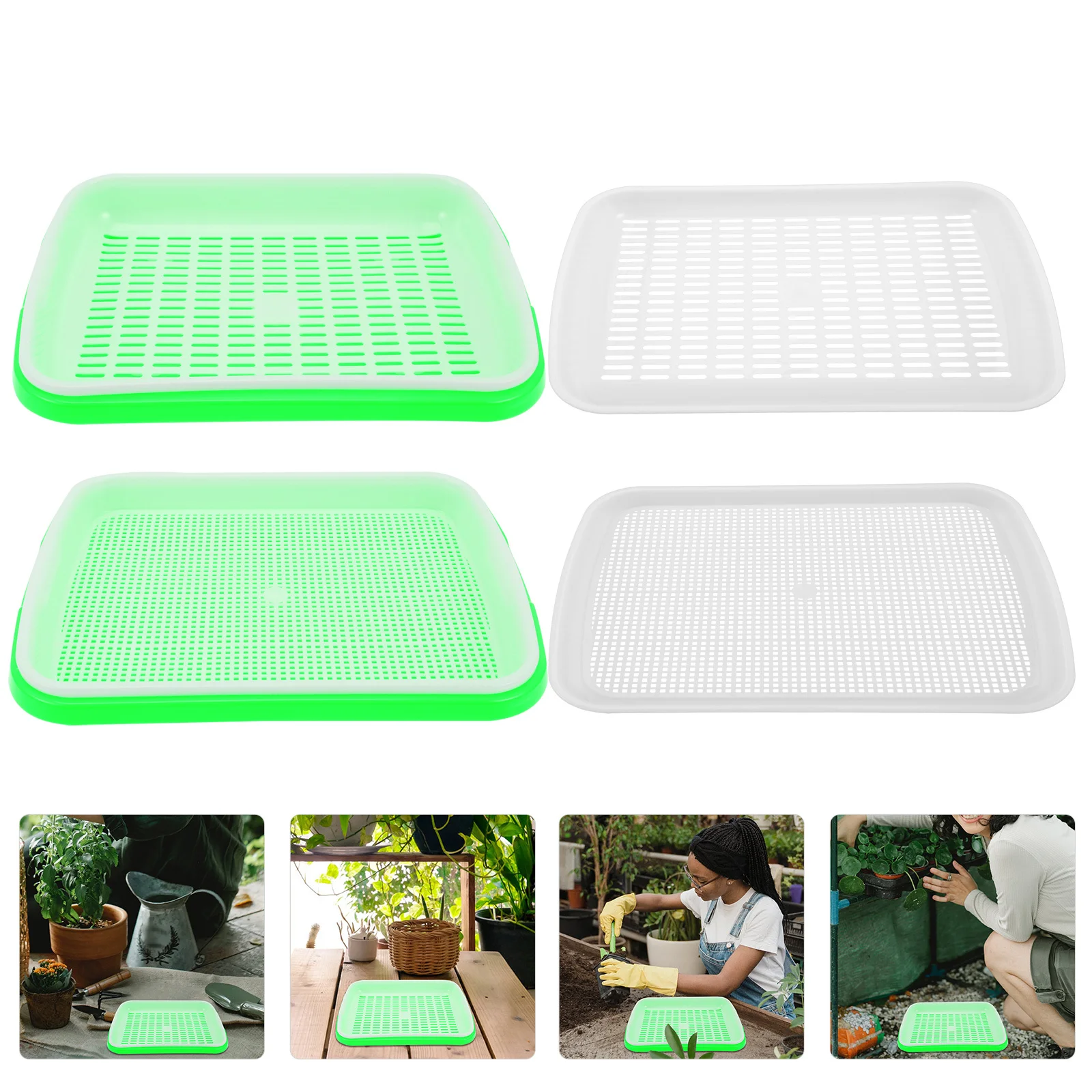 

1Set Planting Tray Plastic Sprout Trays for Home Vegetable Starter Multi-Function Germination Kit Garden Supplies Wheatgrass