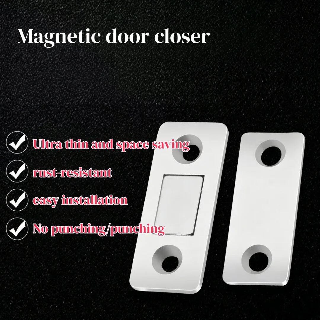 Magnetic cabinet door lock，adhesive drawer magnet，ultra-thin stainless steel lock for kitchen，pantry，bathroom，closet，and RV use