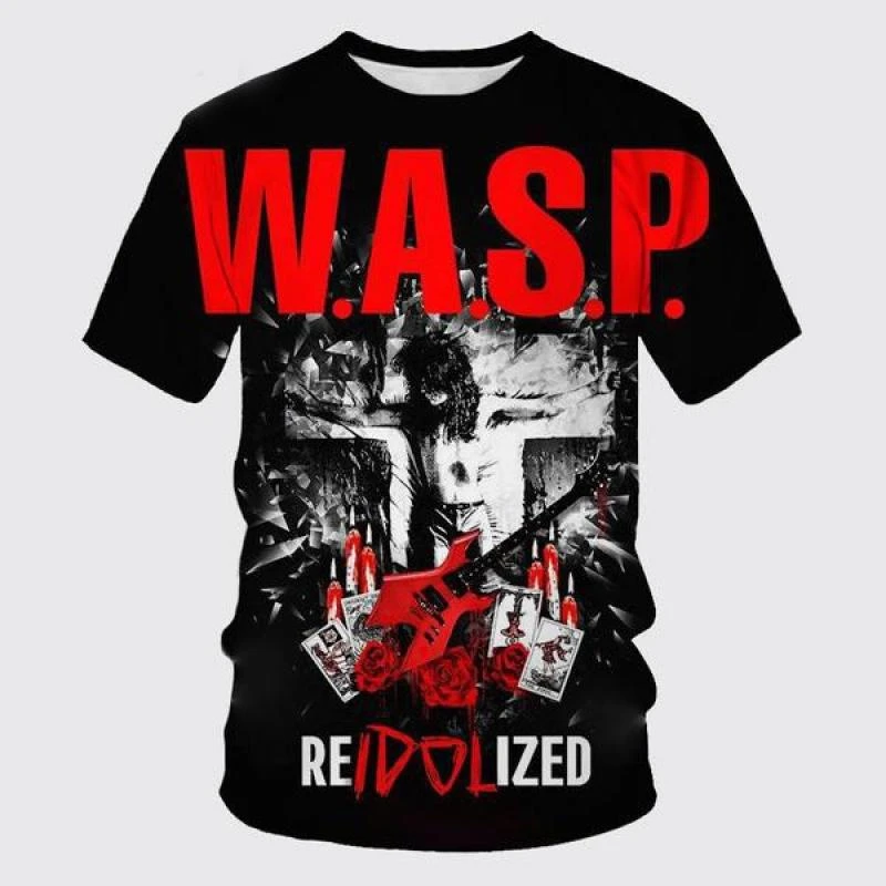 American Heavy Metal Band WASP Rock Hip Hop Punk 3D Print Sport Quick Dry Breathable Men T-shirt Outdoor Street Short Sleeve Top