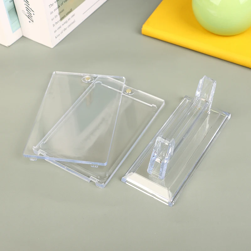 Manyetik kart tutucu kart standı ile 35Pt ticaret kartları için beyzbol kartı koruyucu kılıf mıknatıs üst yükleyiciler spor kartları