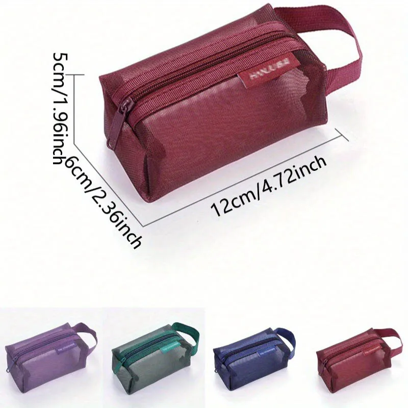 Mini Travel Mesh Cosmetic Bag Electronics Storage Zipper Makeup Bag For Wash Toiletry Bag Makeup Organizer Portable Storage