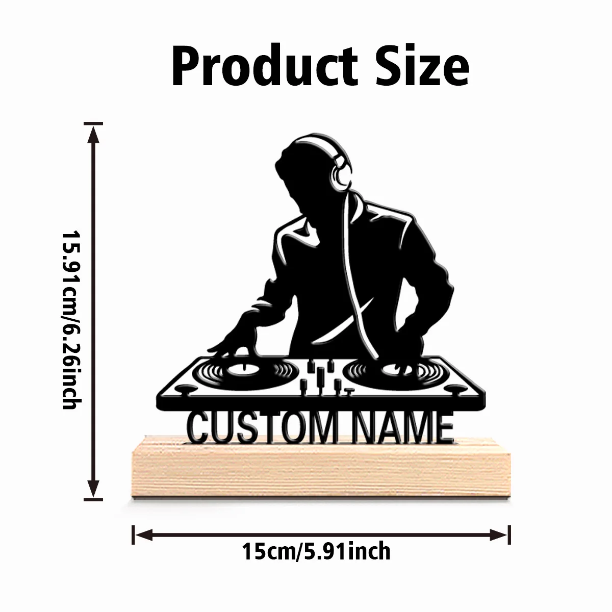 1pc Stylish Personalized Custom DJ Music Metal Statues Music Lover Is Gift With Wooden Frame Perfect For Musicians Valentine