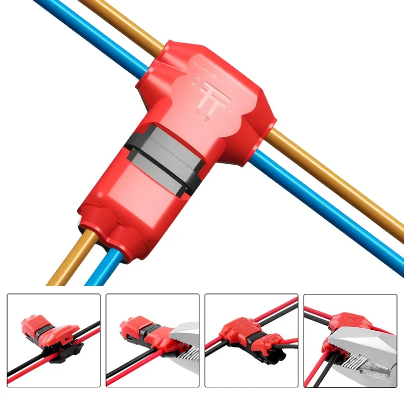 

1PCS T Type Quick Splice Scotch Lock Wire Connector for Terminals Crimp 22-18AWG 1pin 2pin Wiring LED Strip Car Audio Cable