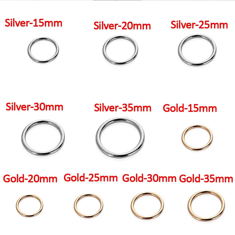 10pcs/lot 15mm/20mm/25mm/30mm/35mm Black Bronze Gold Silver O Ring Connection Alloy Metal Shoes Bags Belt Buckles Craft Supplies