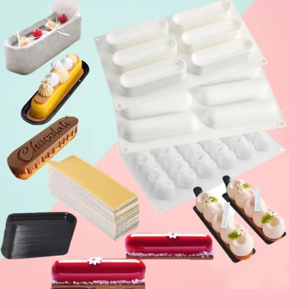 New Silicone Mousse Cake Mold Oval Long Strip Pastry Mold Multifunctional DIY Baking Mould Party