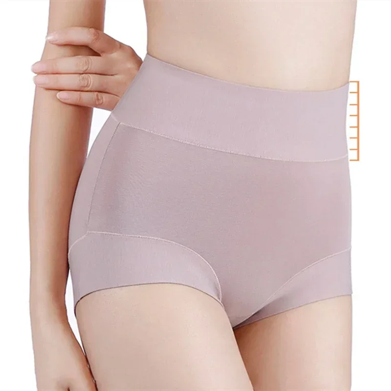 60S Cotton Panties High-Rise Panties for Women Ladies Plus Size Womens Briefs Underwear Women Tighten The Abdomen Safety Shorts