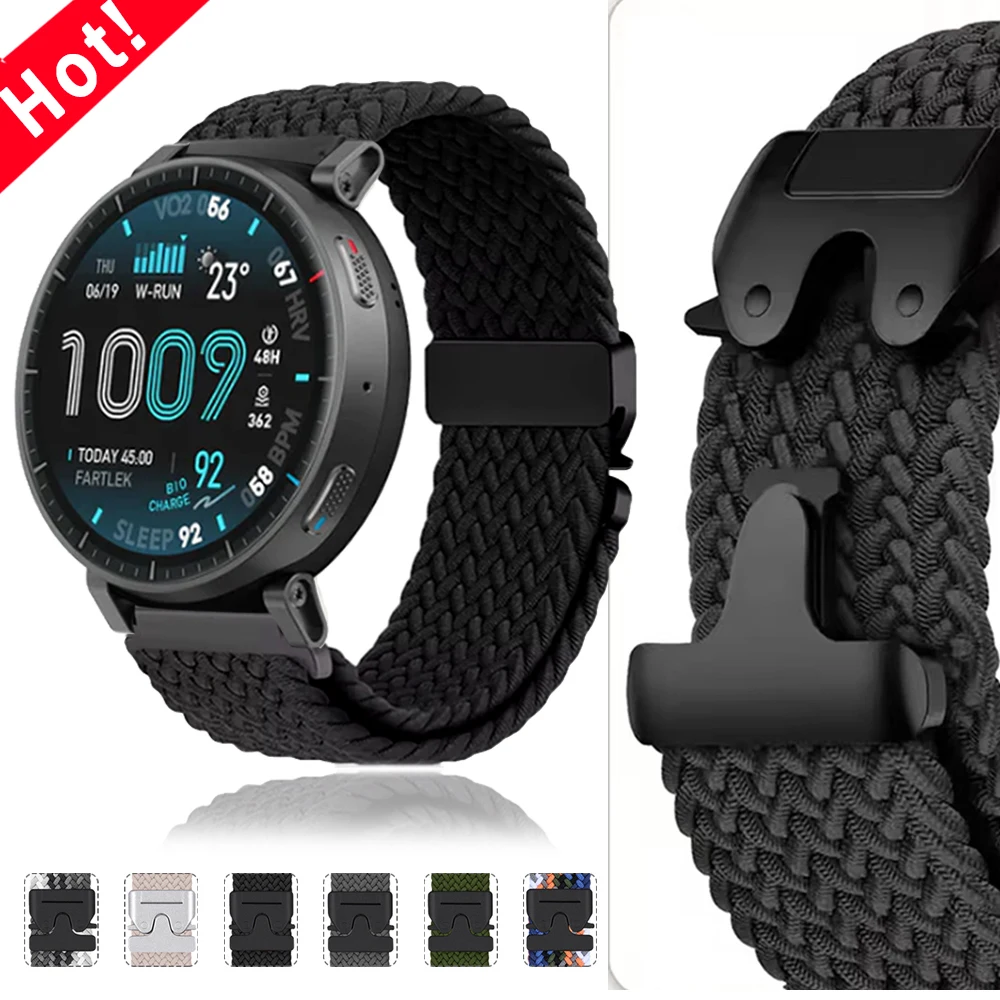 Pulsera trenzada de nailon de 20mm y 22mm para Huami Amazfit Active Max/Active 3 2, correa deportiva BALANCE 2/BIP 3 5 6 GTS/GTR 4 3