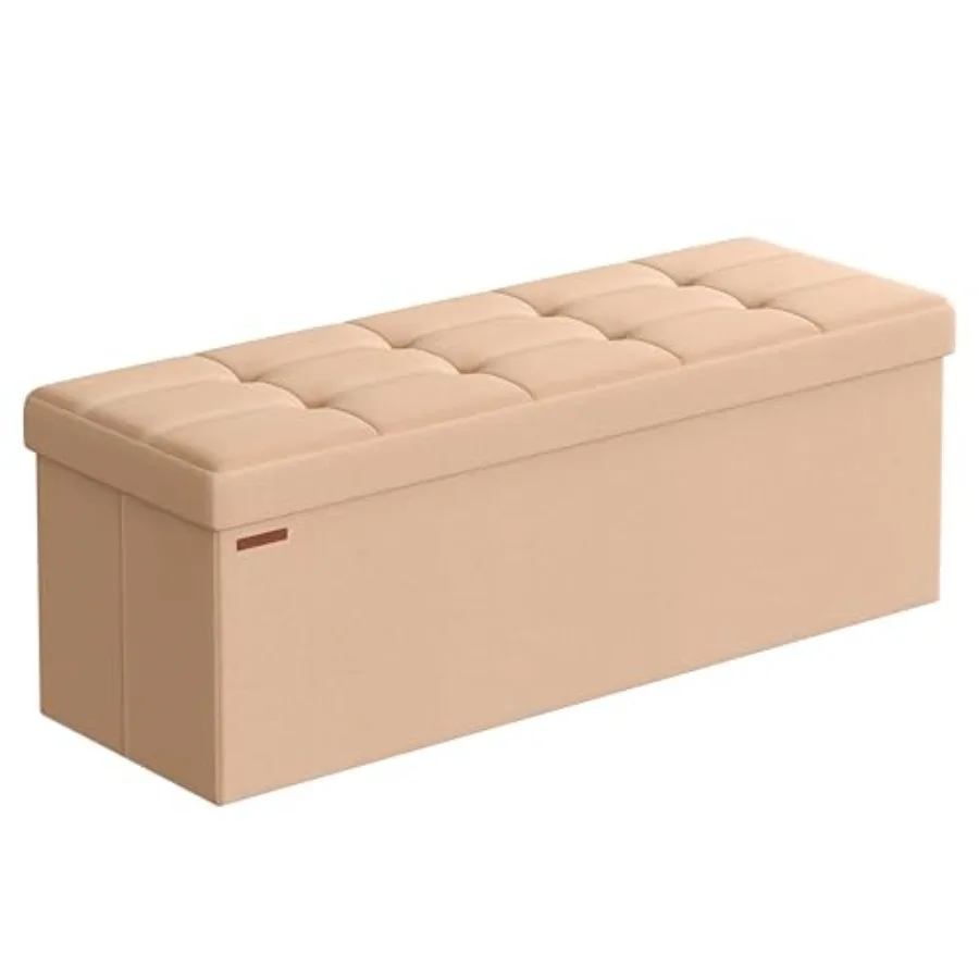 

Mazie Collection - Storage Ottoman Bench 43 Inches Folding Foot Rest Stool End of Bed Bench Easy Assembly for Living Room Bedro