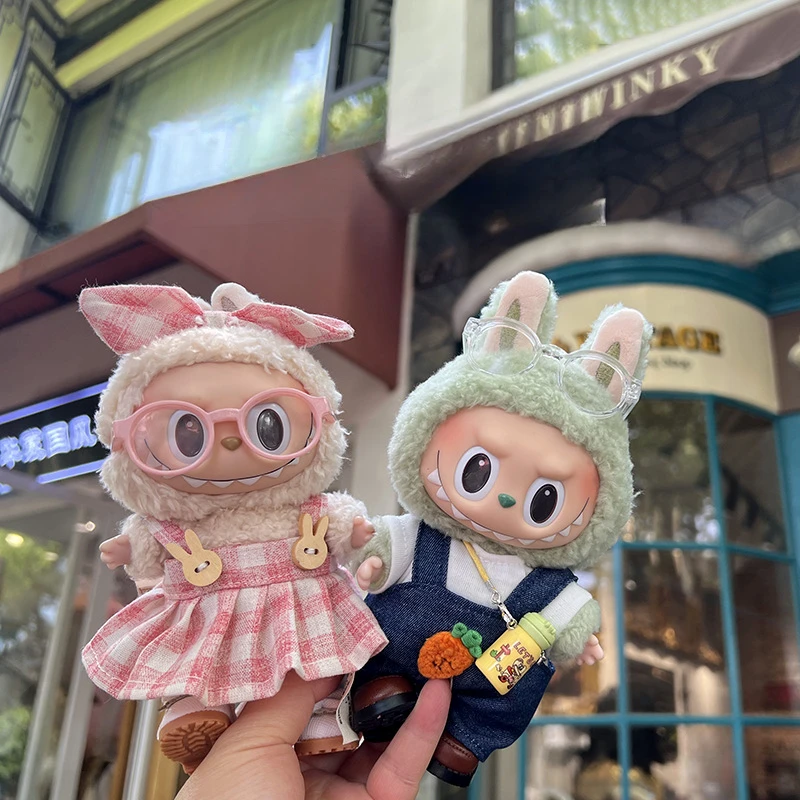 

Одежда для кукол Labubu 17 см, милая плюшевая мини-кукла, аксессуары, комбинезон, обувь EJ16A