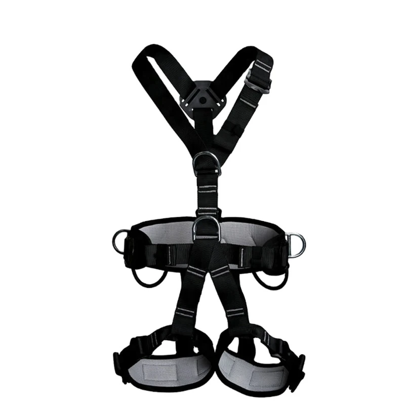 

black full body harness for construction working at height window cleaning