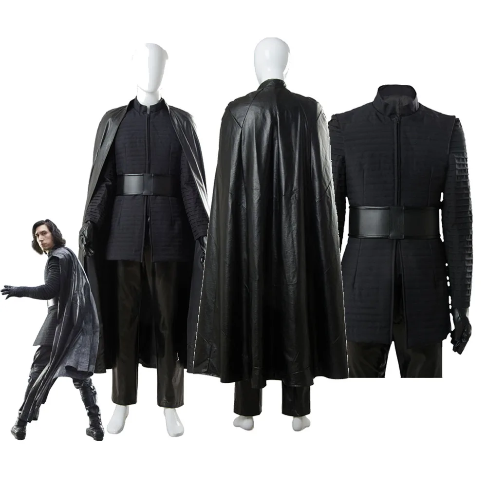 

Halloween Kylo Ren Cosplay Top Pants Belt Costume Adult Men Cloak Movie Battle Space Roleplay Outfits Carnival Disguise Suit