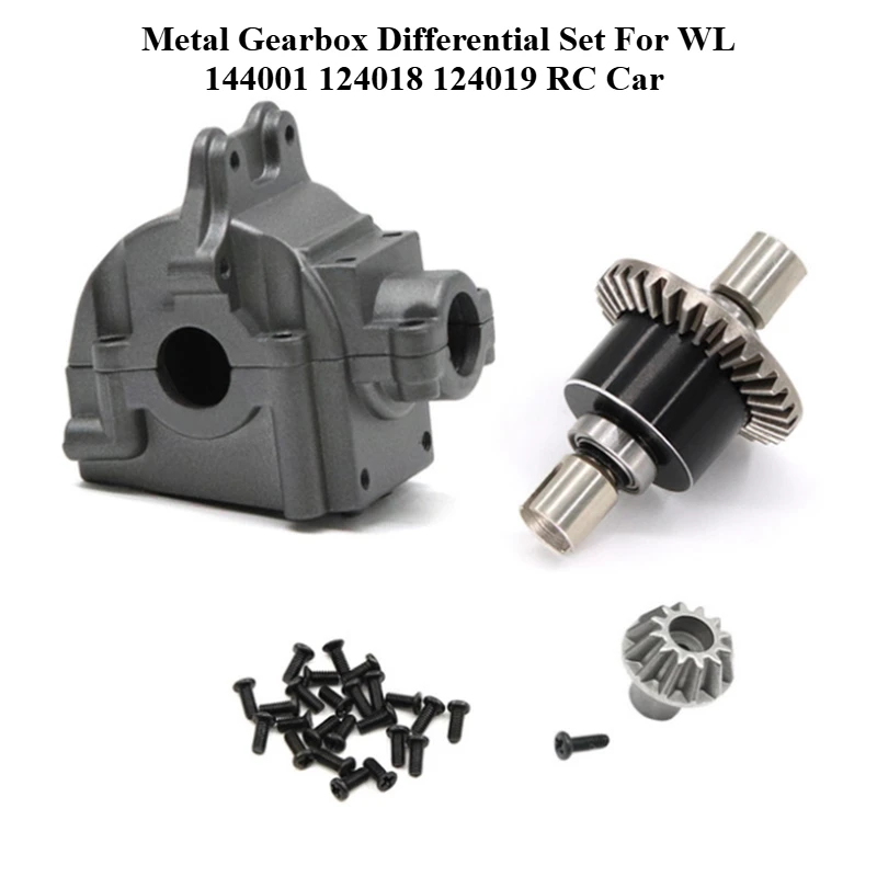 Metal Gearbox Differential Set for Wltoys144001 124018 124019 RC Car Upgrade Parts Strength Transmission Replacement Accessories