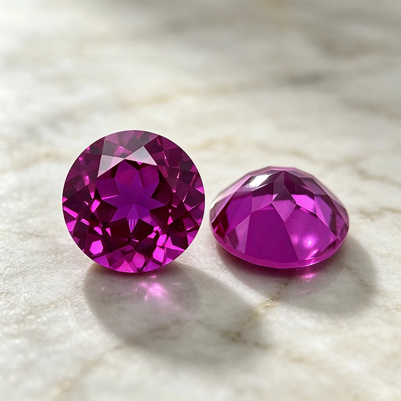 Laborgezüchteter Saphir im Rundschliff, Sakura-Hot-Pink-Farbe, Edelstein-Anhänger für DIY-Ringe, Halsketten und Ohrringe, mit wählbarem Zertifikat – Detail 6