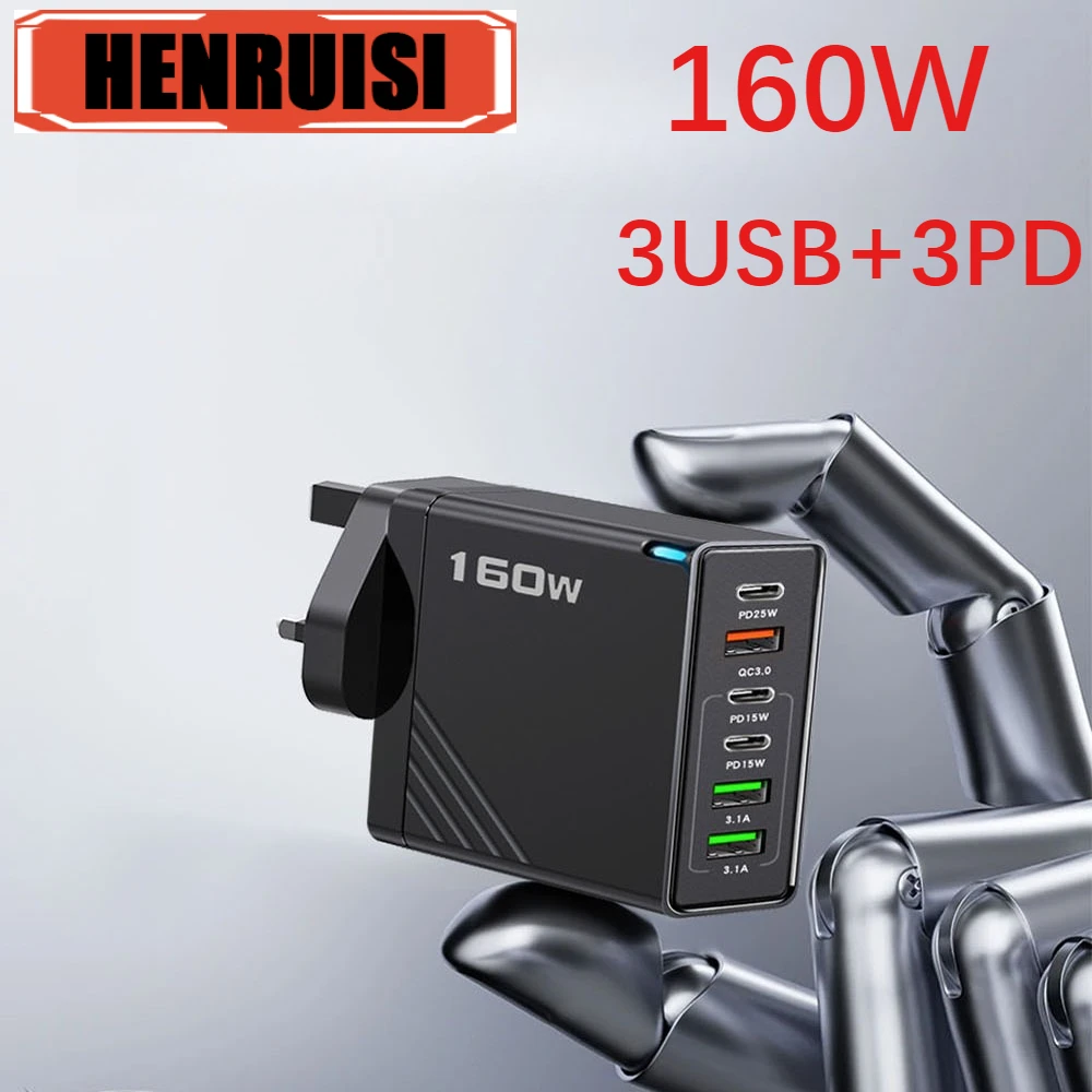 

Всего зарядное устройство USB мощностью 160 Вт, тип C, быстрая зарядка, зарядное устройство для мобильного телефона iPhone 16, Samsung, Xiaomi, 15 Huawei, многопортовое настенное зарядное устройство